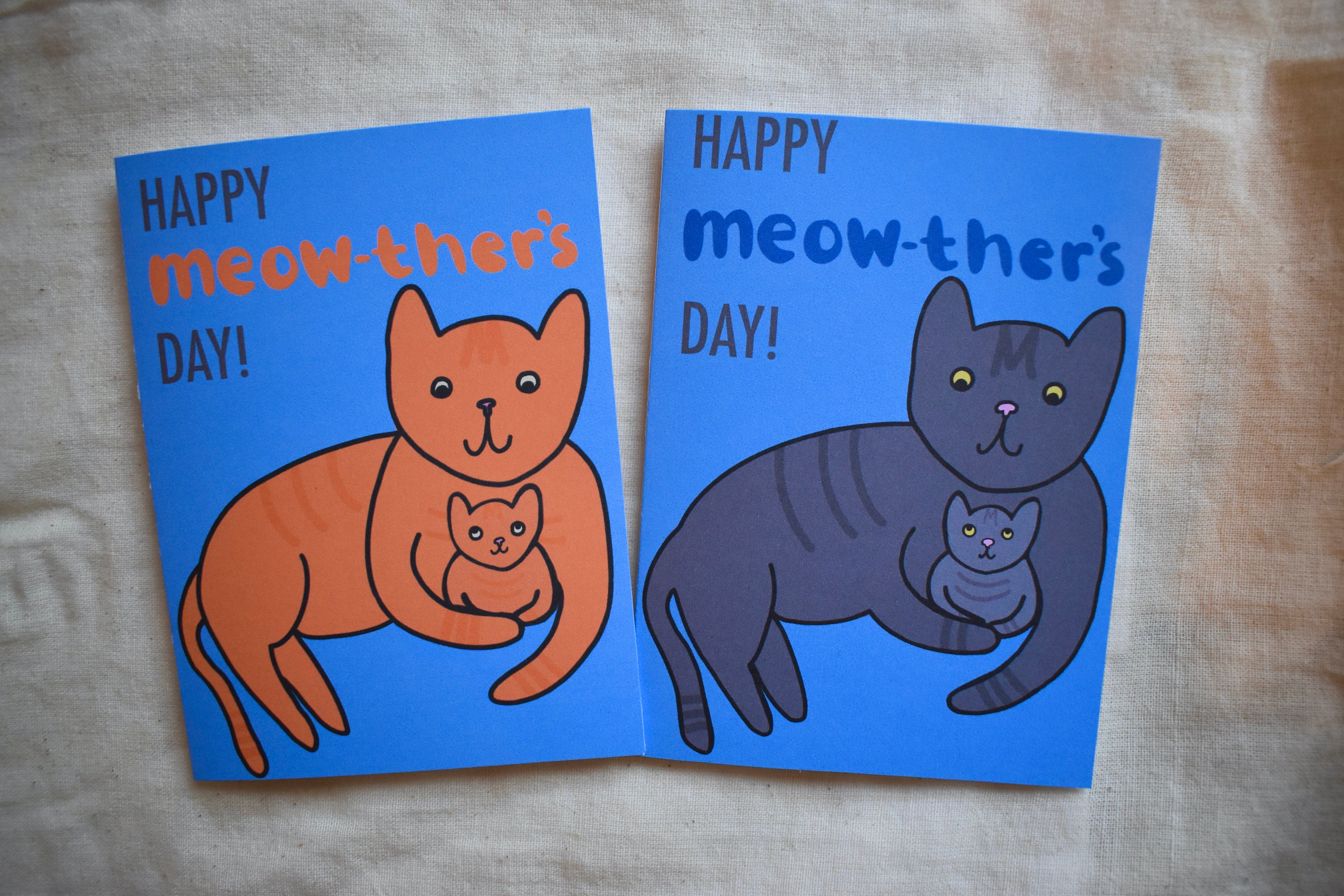 Mother's Day Card with Cat and Kitten Cute Handmade | Etsy