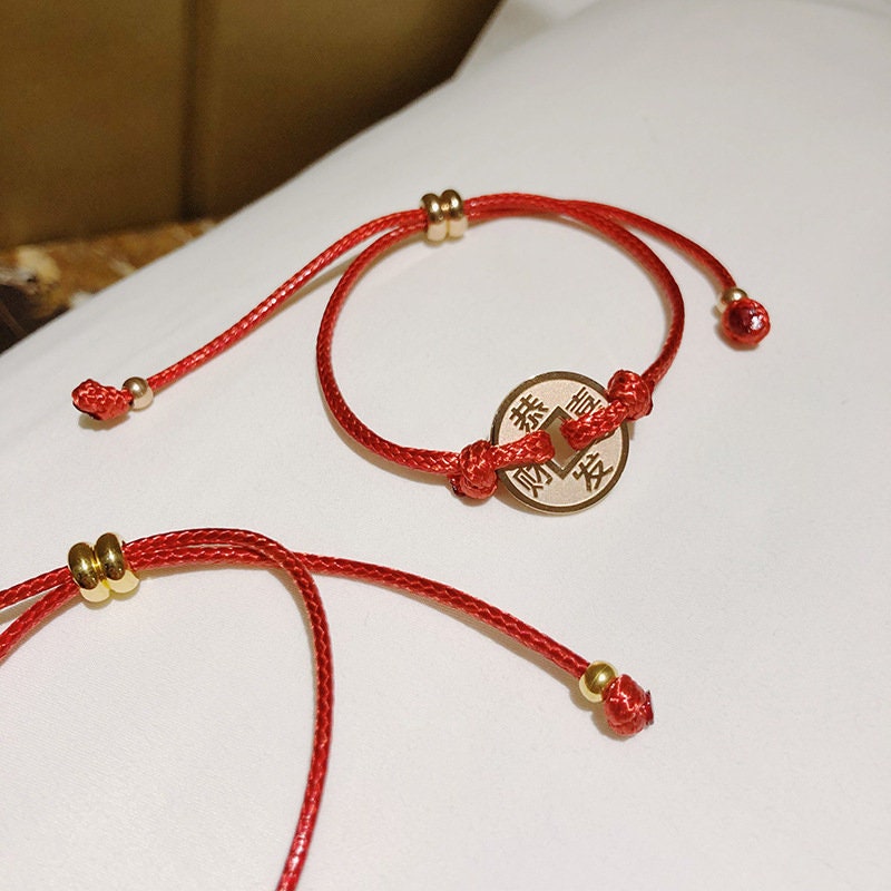 Red String Bracelet with CoinTraditional Style protection Etsy