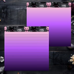 Sticky Notes w/ Cats stitched up - 2 Sizes - Lined/Unlined - Customizable Heading - 50 Sheets