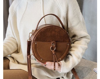 leather circle bag