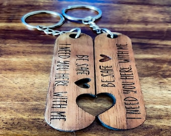 Valentine Day gift for Couple Keychain Set Heart, Personalized 2 Pcs Matching Couple Keyring, Anniversary Gift, Keychain for Boyfriend, Gift