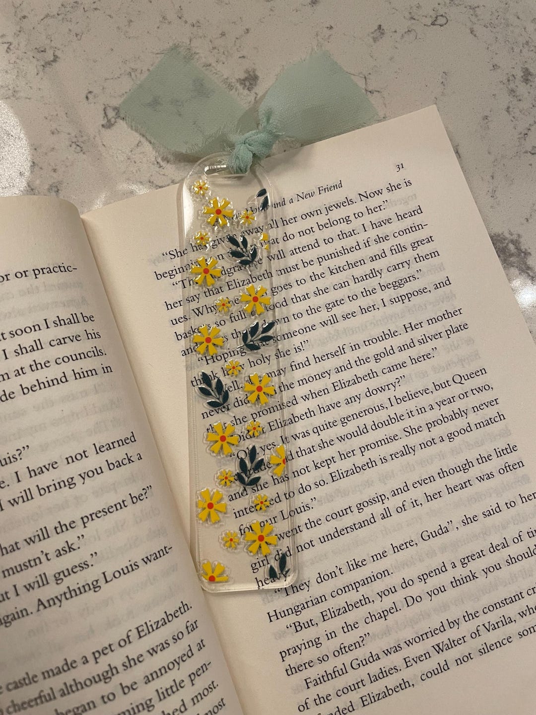 Yellow Flowers and Greenery Acrylic Bookmark - Etsy