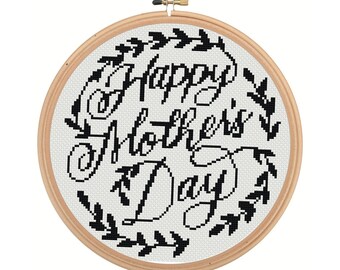 Wzór haftu krzyżykowego na Dzień Matki, prezent na Dzień Matki, wzór haftu krzyżykowego w formacie PDF, natychmiastowe pobranie pliku PDF, haft krzyżykowy z motywem kwiatowym,