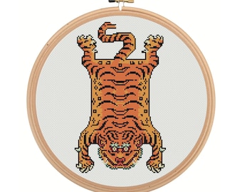 Wzór haftu krzyżykowego z tygrysem tybetańskim, nowoczesny wzór zwierzęcy (PDF)