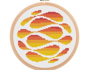 Abstrakcyjny wzór krzyżykowy „Płynne słońce”, nowoczesny haft (PDF)