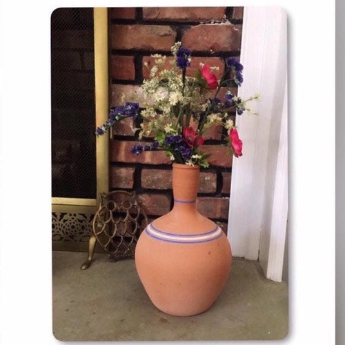 Terracotta Flower Vase Clay Vessel Earthenware Rustic Decor Etsy