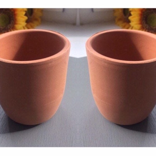 Clay Tea Cup, Terra Cotta Drinking Vessel, Handmade Tea Cup Set of 2, Unglazed Earthenware Glass, Kulhar Cup.