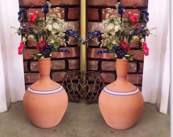 Terra Cotta Flower Vase , Earthenware Jug, Farmhouse Rustic Decor, Mom gift.