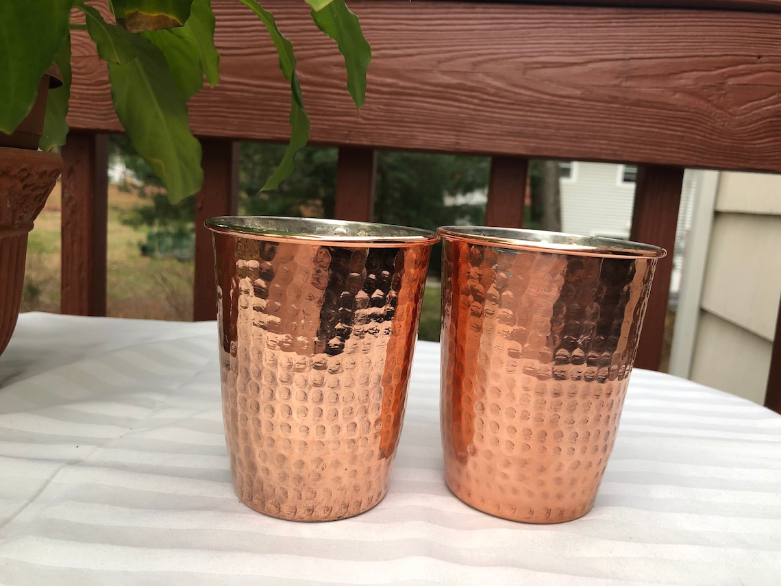 Copper Tumbler 100% Pure Copper Hammered Drinking Glases | Etsy