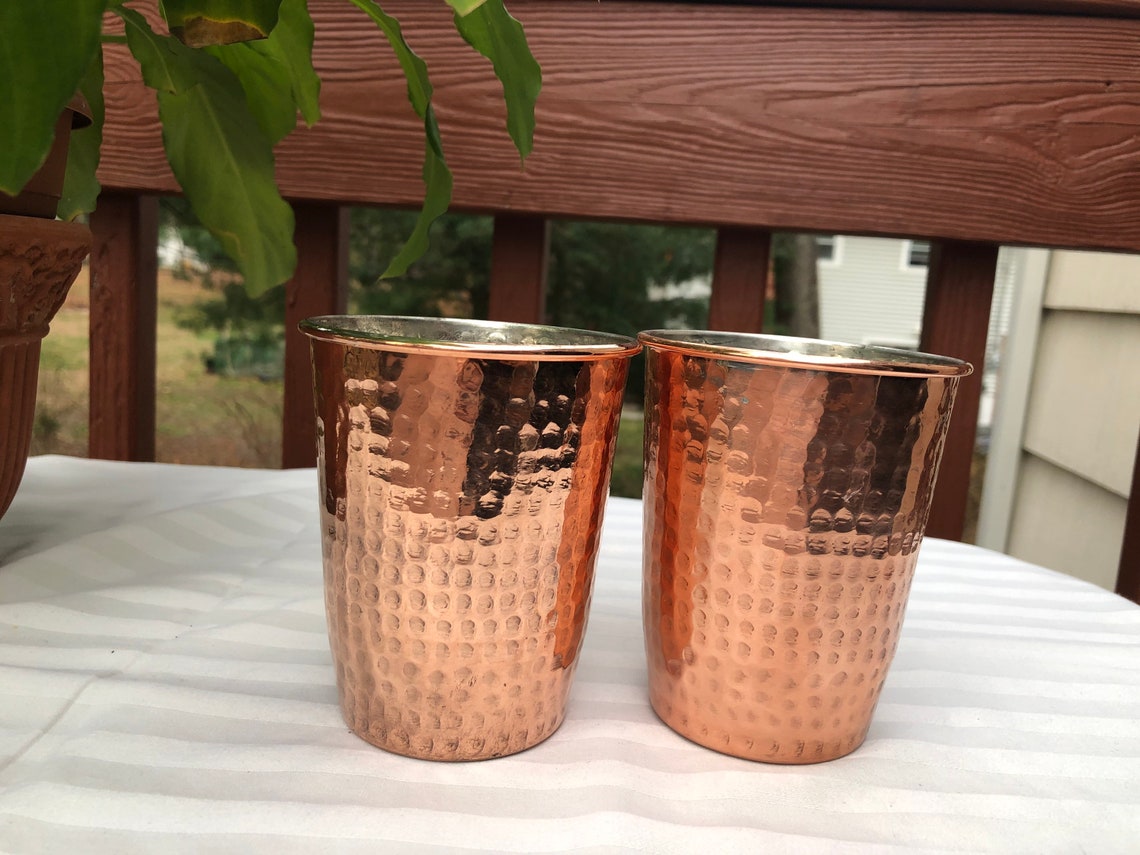 Copper Tumbler 100 Pure Copper Hammered Drinking Glases Etsy