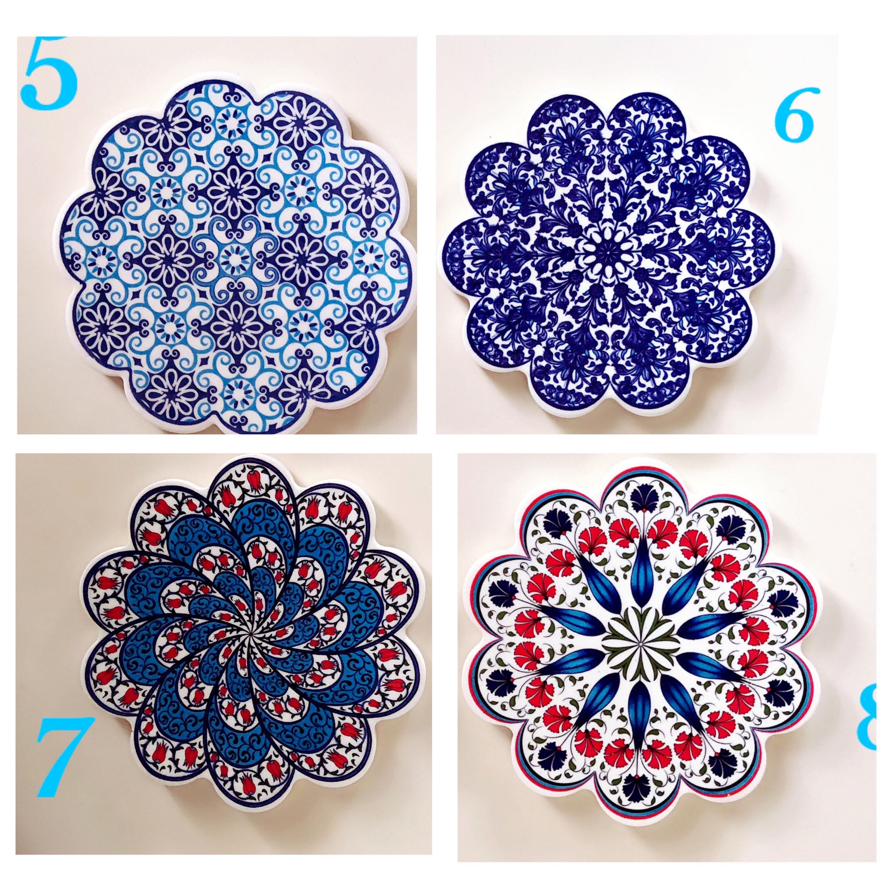 Blue Trivet Set For Hot Dishes Ceramic Tile Trivet Hot Pot Etsy