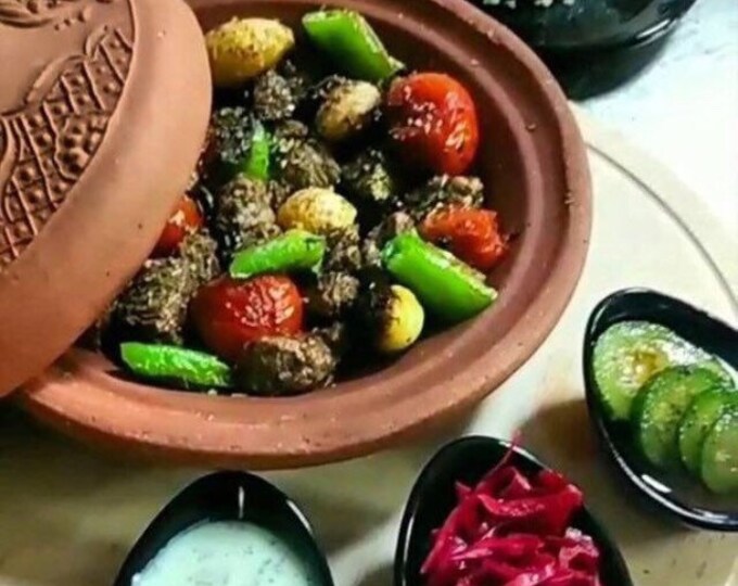 Large Unglazed Tagine, Natural Clay Tajine Dish, Moroccan Style