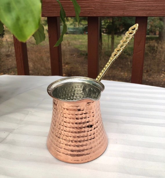 Copper Turkish/ Greek Coffee Pot, Traditional Coffee Cezve Cup, Hanging  Copper Decor for Kitchen, Unique Kitchen Utensil. 4 Oz Capacity. 