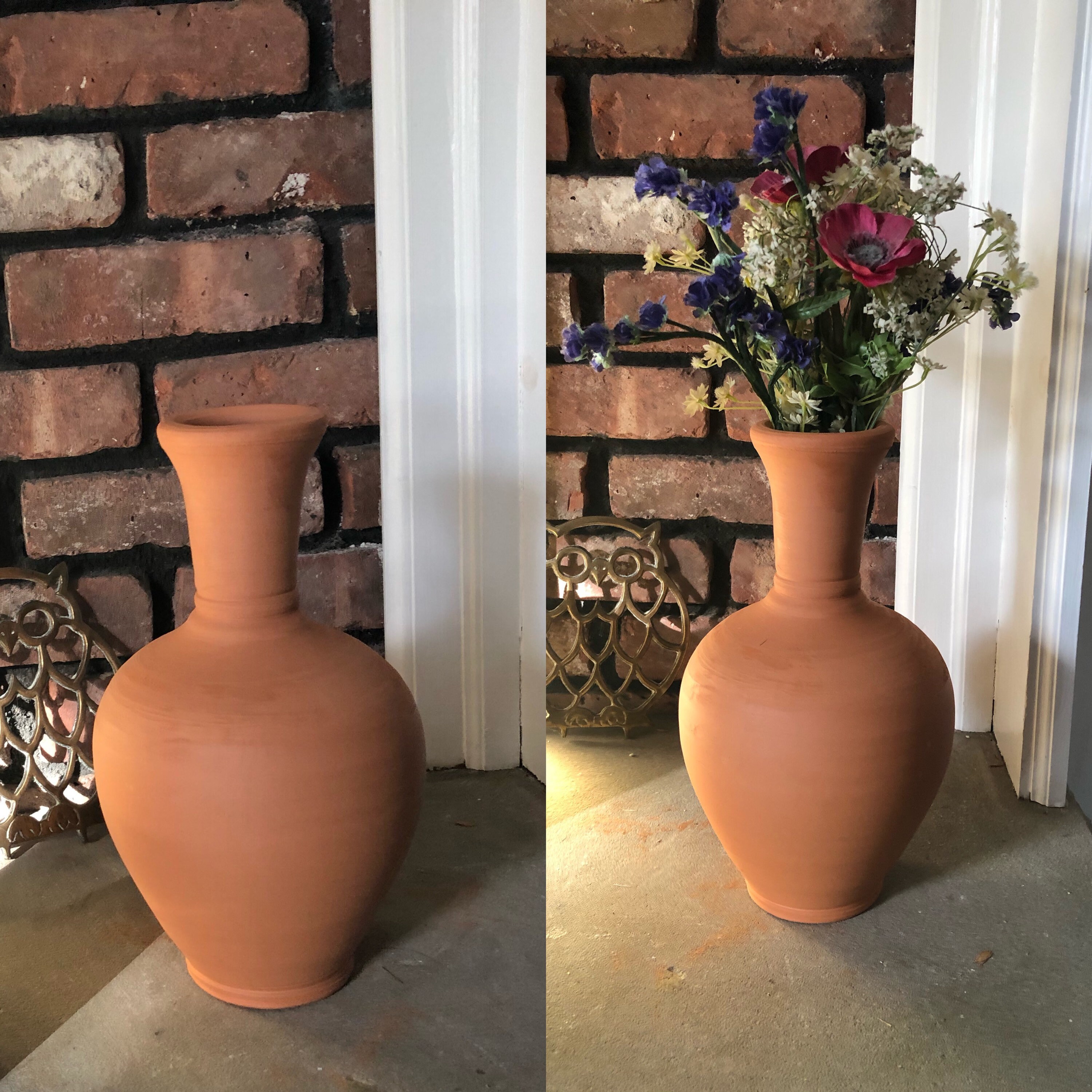 Clay Water Pitcher Non Glazed Earthenware Jug Rustic Etsy