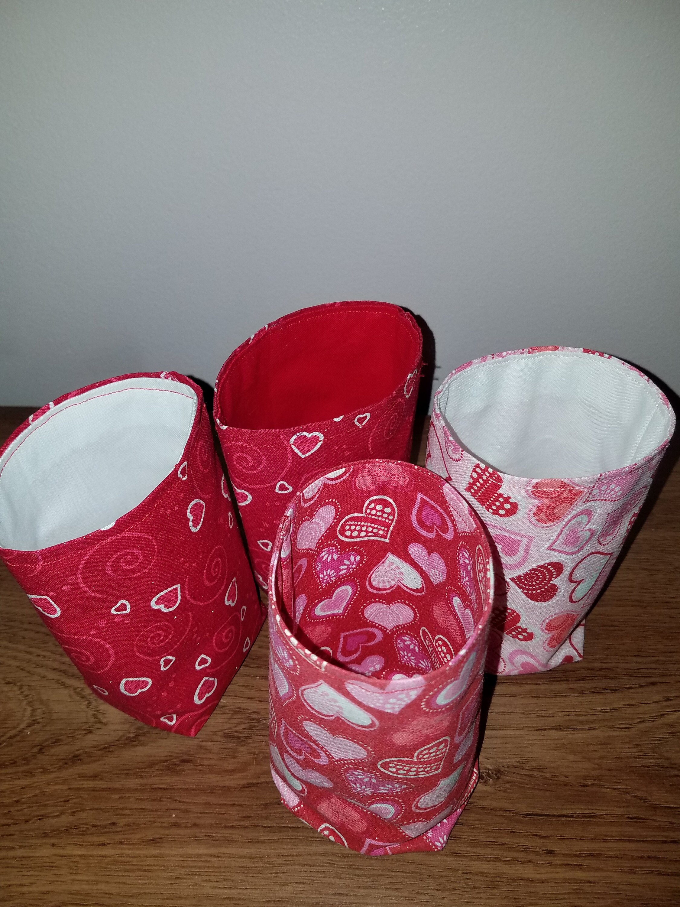 Heart Fabric Set of 4 Decorative Koozies Etsy