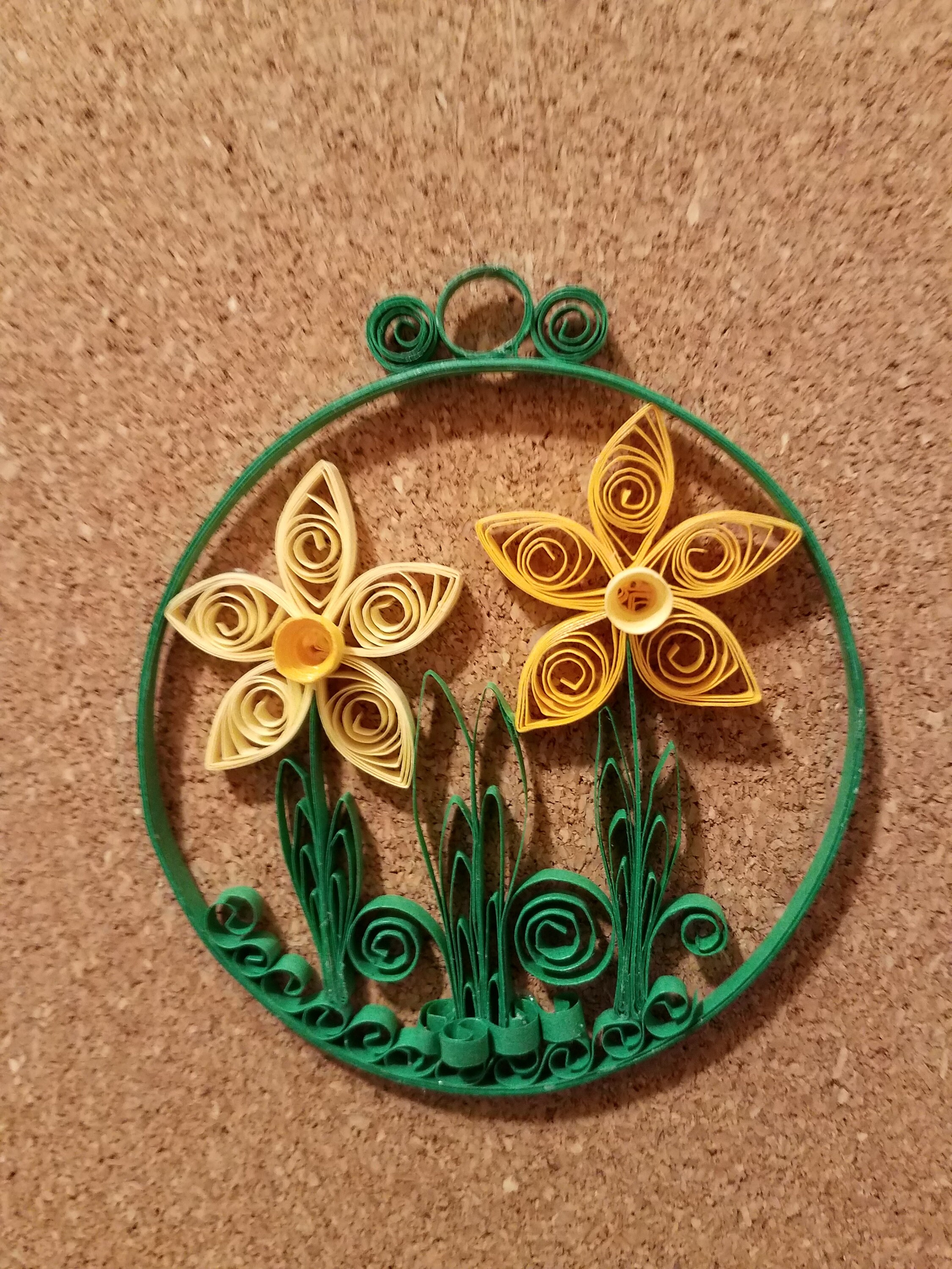 Quilled Daffodils in Round Design Etsy