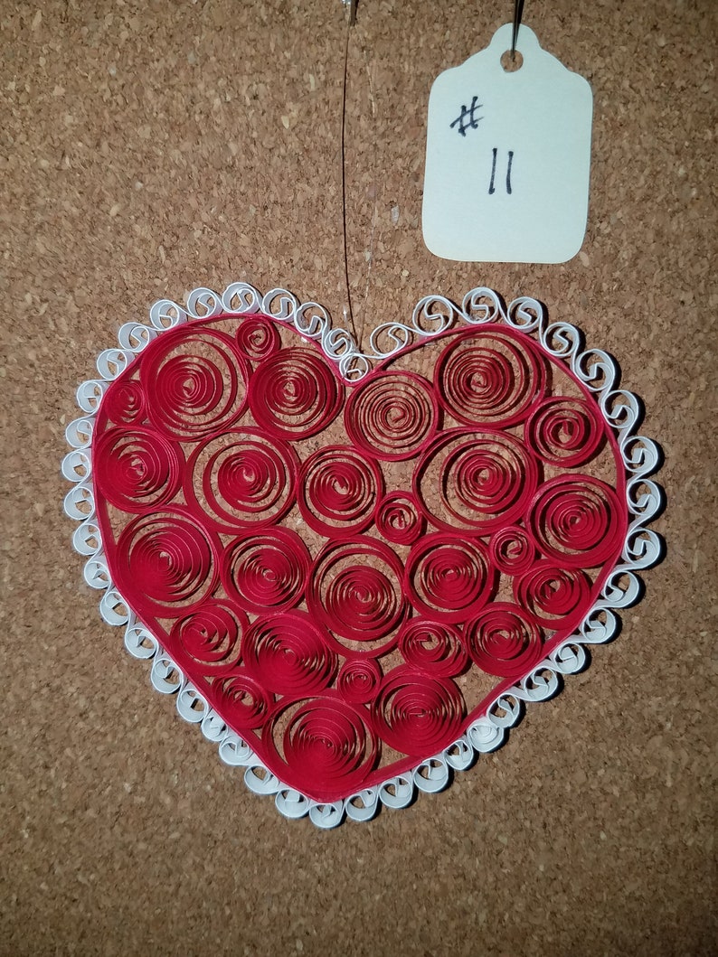 Quilled 3 inch Heart with Lace #11