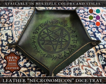 Leather "Necronomicon" Dice Tray | Handstitched | Highly Customizable