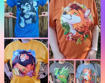 Camisetas peludas: dragones, tigres, zorros, lobos y leones.