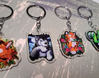 Tiger, Dragon, Wolf and Fox Keyrings