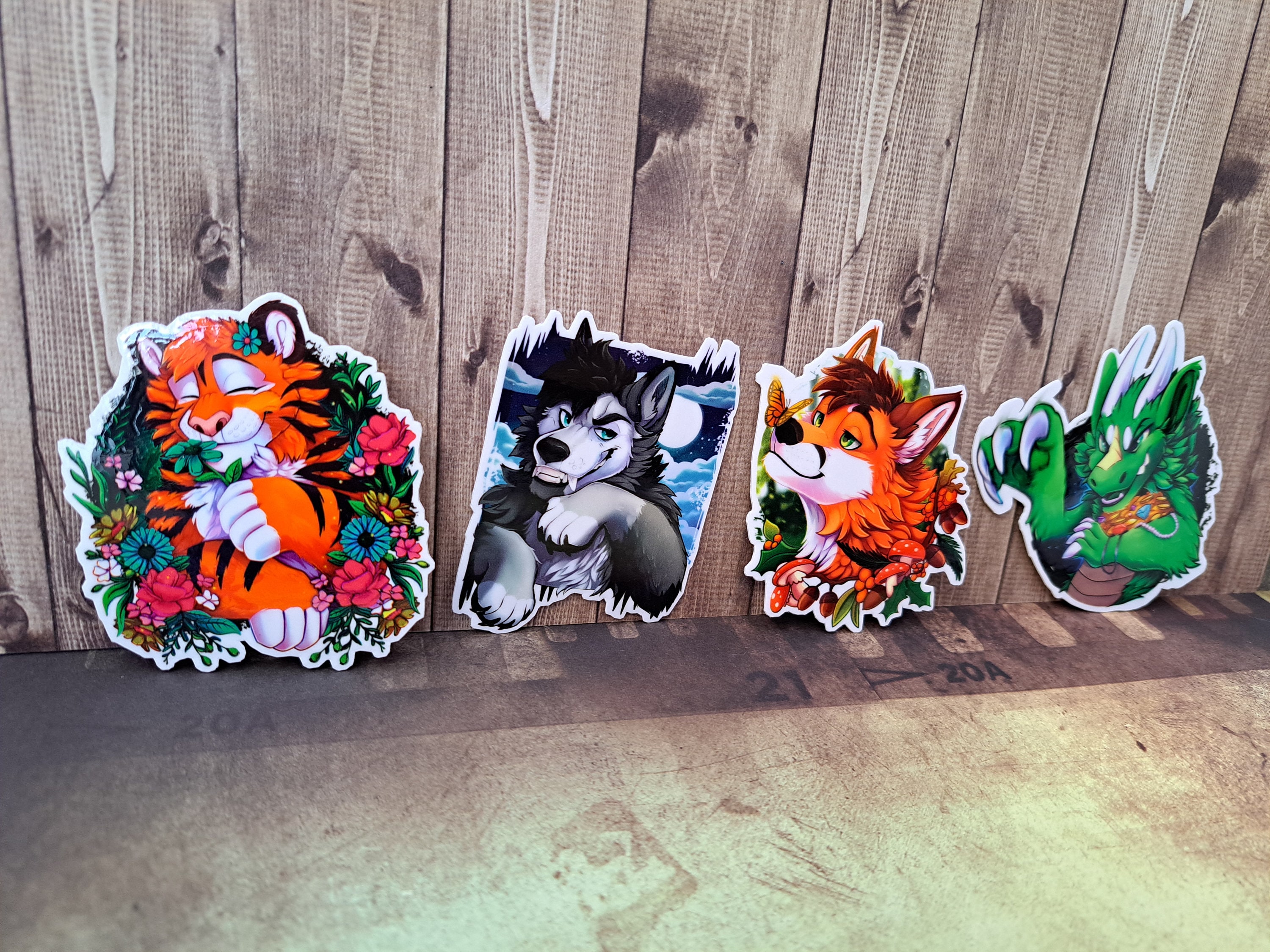 Furry Stickers - Dragons, Wolves, Foxes and Tigers - Etsy
