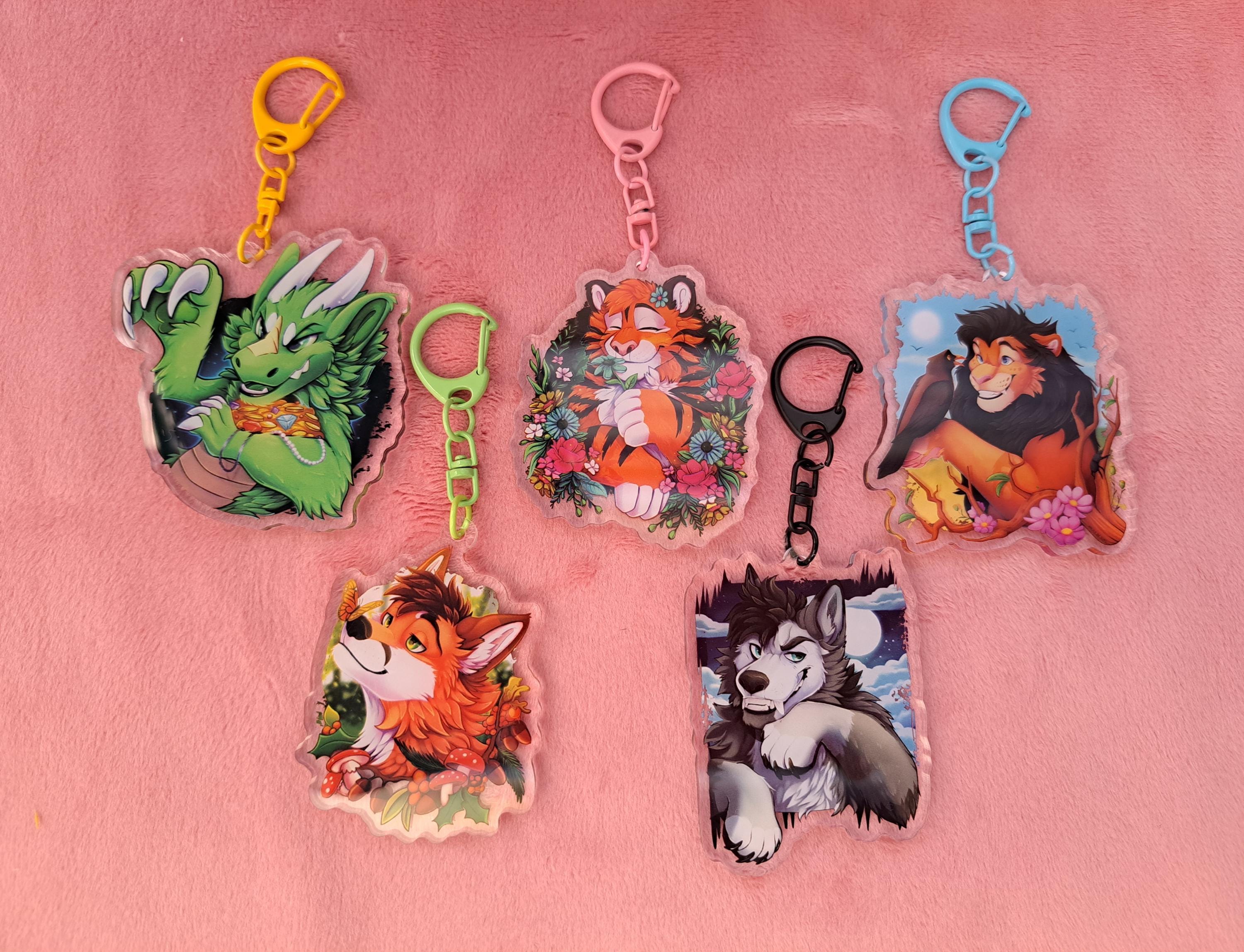 Furry Keychains, Lion, Fox, Wolf, Tiger, Dragon - Etsy