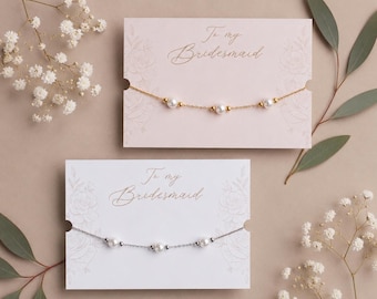 Pearl Bridesmaid Bracelet, To My Bridesmaid Gift, Gold or Silver Pearl Bracelet, Bridesmaid Proposal Box Gift