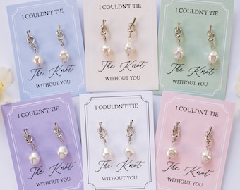 Tie The Knot Earrings | Bridesmaid Gift | Bridesmaid Box Addition | Pearl Knot Earrings | Proposal Gift | Silver Color