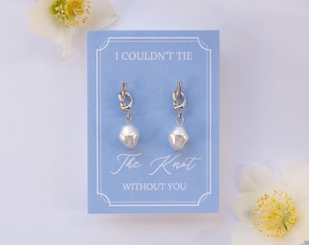 Knot Pearl Earrings | Bridesmaid Proposal Gift
