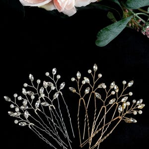 Lot de 6 épingles à cheveux en cristal, épingles à cheveux de mariée, épingles à cheveux de mariage en cristal, épingles à cheveux de mariée dorées, épingles à cheveux de demoiselles d'honneur