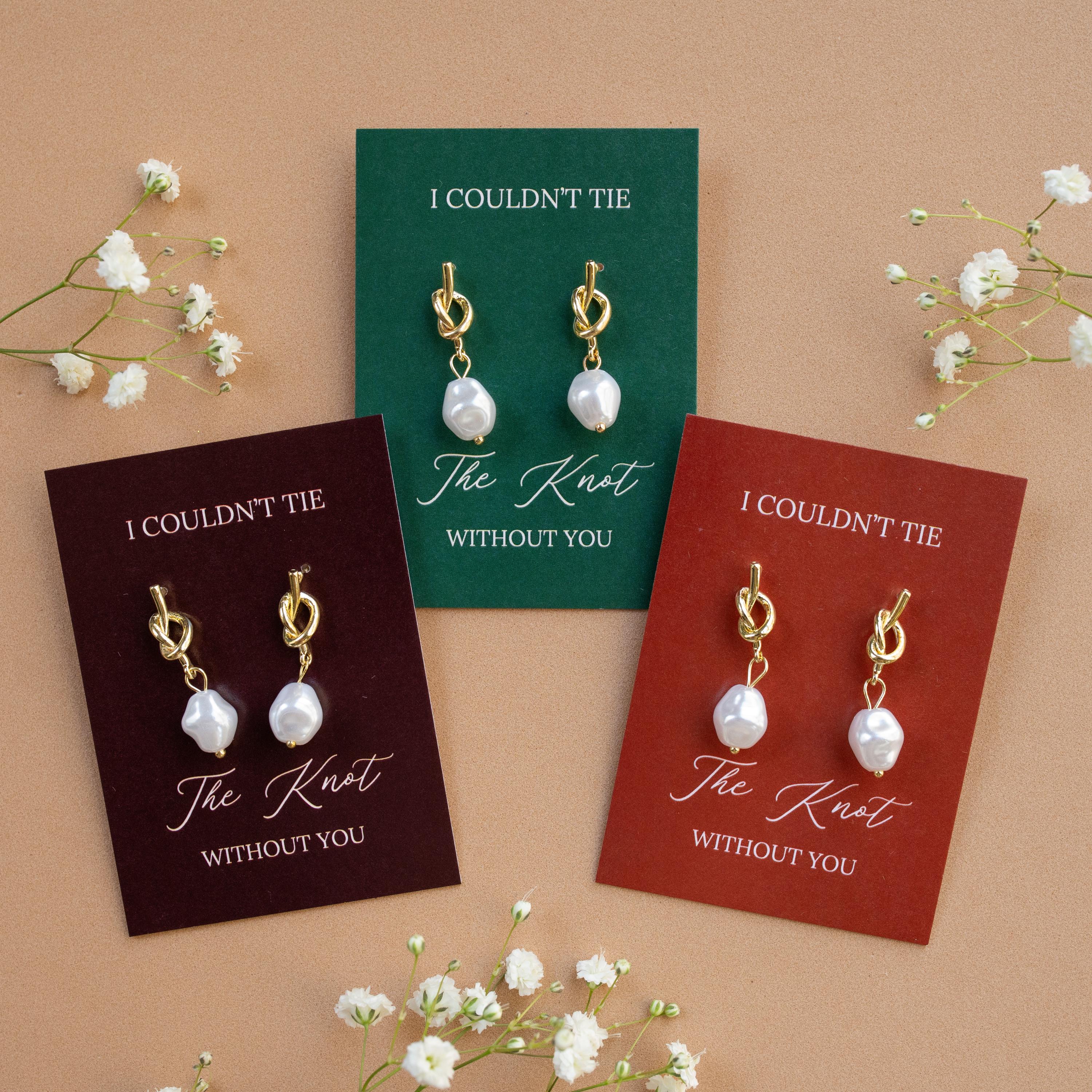 Bridesmaid Jewelry Set Pearl Pearl Knot Earrings Bridal Party Proposal L 1077497