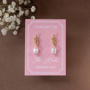 Pearl Knot Earrings | Bridesmaid Proposal Gift | Be My Bridesmaid | Bridal Jewelry Dusty Rose