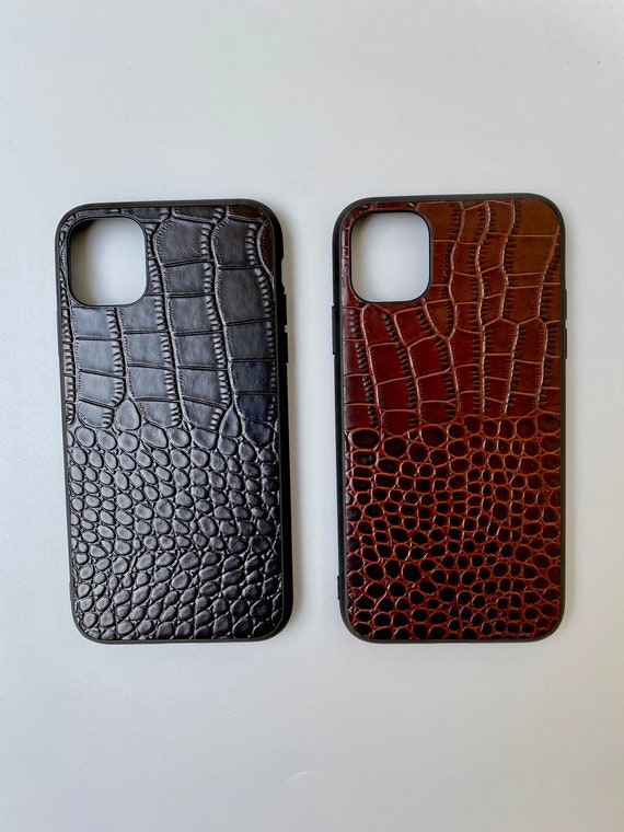 Brown Croc Leather iPhone 12 Pro Max Case