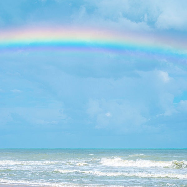 Radiant Summer Rainbow Over the Atlantic Ocean, Digital Download, Printable Art