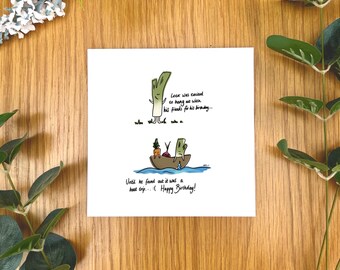 Leek in the Boat! Humorous Vegetable Pun Themed Birthday Card