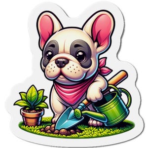 Garden-Themed French Bulldog Die-Cut Magnets - Perfect for Frenchie Lovers - Home Decor - Gift for Gardeners - Cute Fridge Decor - Fun Home