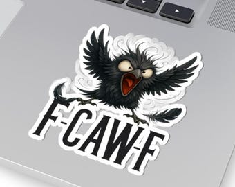 F-CAW-F Angry Raven Sticker Funny Cartoon Bird Decal for Laptops, Journals, Water Bottles