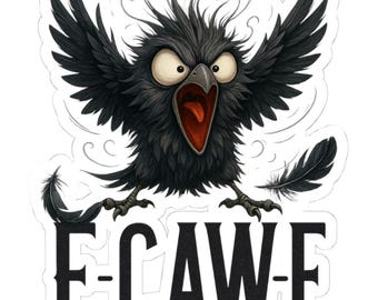 F-CAW-F Angry Raven Sticker Funny Cartoon Bird Decal for Laptops, Journals, Water Bottles
