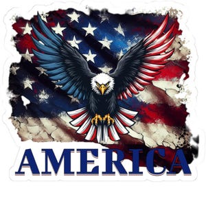 Patriotic Eagle USA Flag Sticker: Vibrant American Pride Art