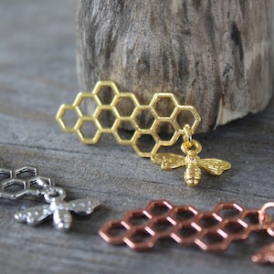 Honeycomb charm - set of 3 - beehive Charm bee Pendant For jewelry making necklace bracelets earrings gold silver rose gold