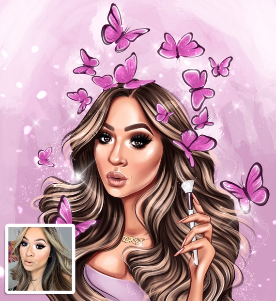 Nail Artist Logo,custom portrait logo for your business,cartoon