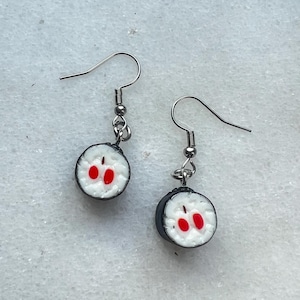 Sushi roll earrings, Japanese sushi chef gift set idea, aesthetic sushi maki hosomaki jewelry, asian food lover present, tokyo fun charm