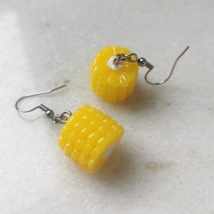Corn maize dangle earrings, corn on the cob gold vegetable earrings, yellow novelty cottagecore jewelry | Hypoallergenic Sterling Silver