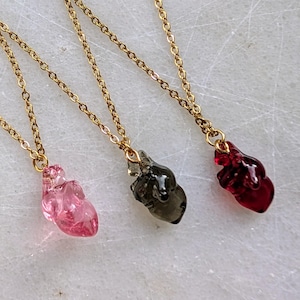 Anatomical heart necklace, beating heart blood jewelry, human anatomy chain, medical student gift, spooky emo charm, goth girl alt pendant,
