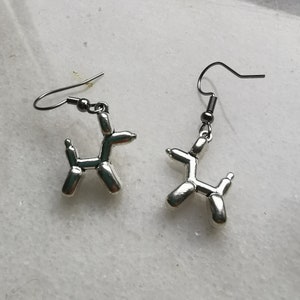 Ballon speelgoed hond oorbellen, anime kawaii cartoon hond oorbellen, voor hond liefhebber moeder vader, ballon dieren sieraden, zilveren hond eenvoudig cadeau idee