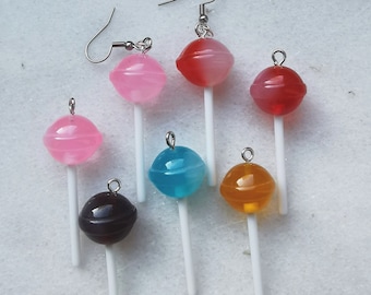 Kawaii-Ohrringe im Lollipop-Stil, ästhetischer rosa Lollipop-Schmuck, Ohrringe in Form von Dum-Dum-Lutschern, süße Pastell-Lesbenmode, Barbiecore-Outfit