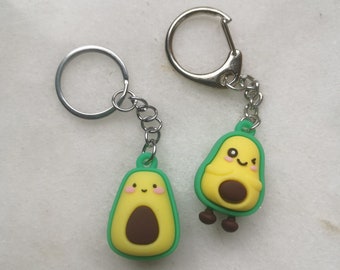Avocado keychain, mexican food keyring, holy guacamole gift set, tacos salsa lovers, cute avocado charm, fruit keychain for woman, BFF gift