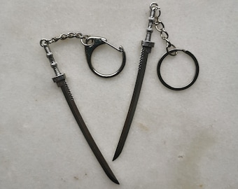 Anime sword katana keychain, mini Japanese samurai manga keyring, gothic punk witch keychain, large long knife gift, statement accessories