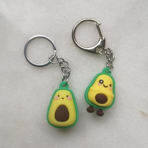 Avocado keychain, mexican food keyring, holy guacamole gift set, tacos salsa lovers, cute avocado charm, fruit keychain for woman, BFF gift