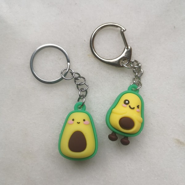 Avocado keychain, mexican food keyring, holy guacamole gift set, tacos salsa lovers, cute avocado charm, fruit keychain for woman, BFF gift